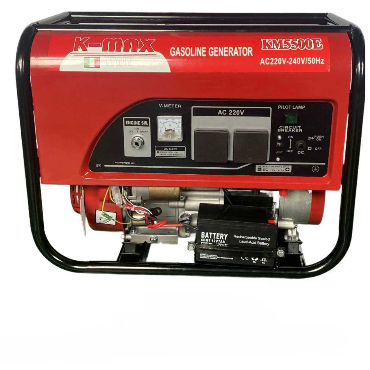 37bb0722-3750-42f1-b3b4-3eaab21c8798.jpg Kmax Italy km5500E 3KVA Key start petrol driven generator - Image 1