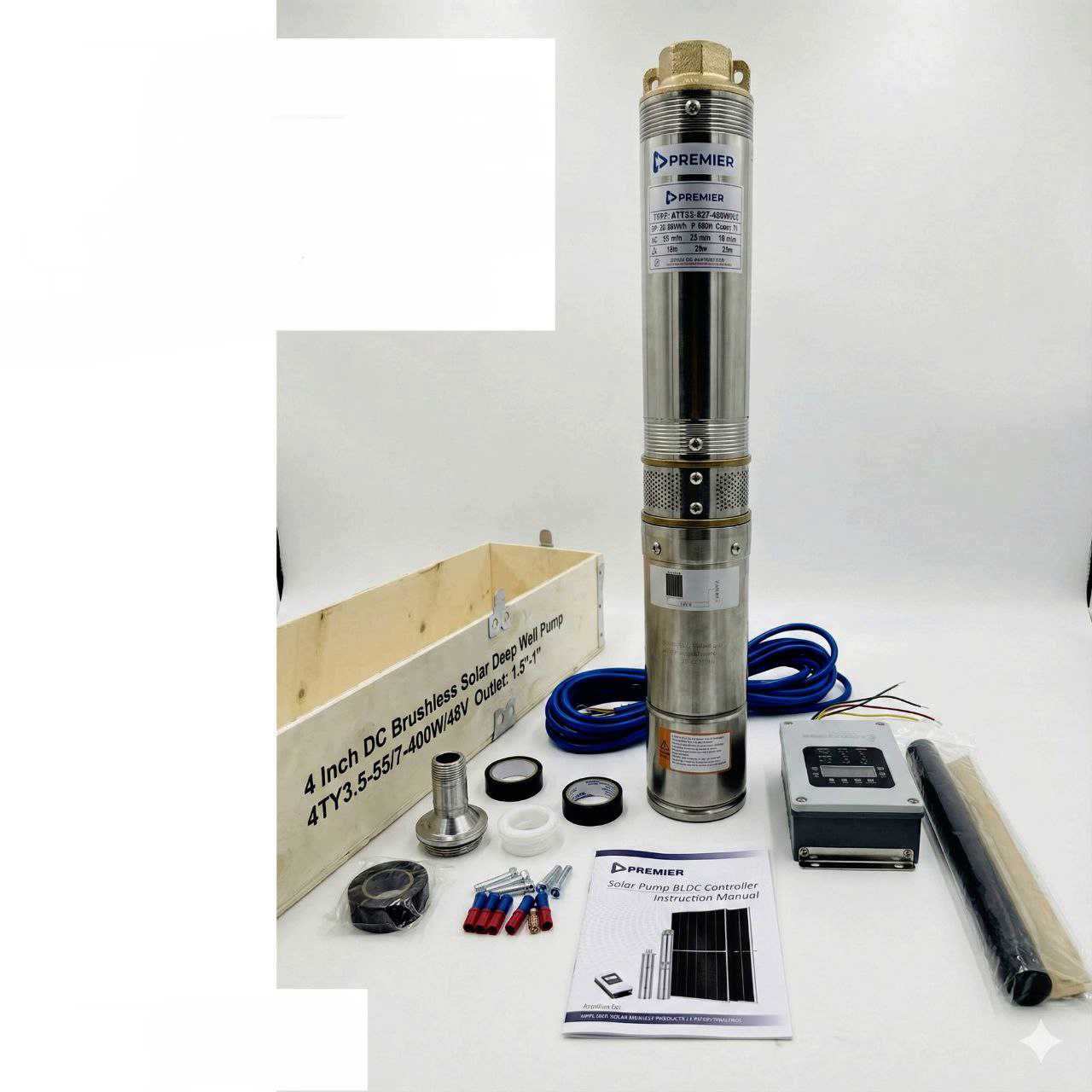 49670796-6cf0-41f8-b7ec-78a09699c305.jpg Premier dc solar brushless submersible pump 48V 400W 55M - Image 1